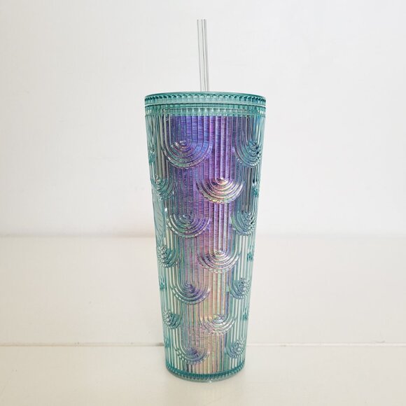 Starbucks Spring Iridescent Mermaid Scale Venti Coffee Cold Tumbler 24 oz Straw - Picture 4 of 6